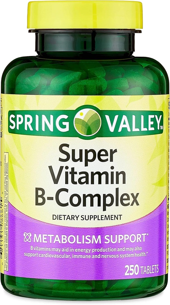 Konvergence Spring Valley Super Vitamin B-Complex Tablety Dietní dodatek, 250 CountMetabolismus Podpora * Dietní dodatek