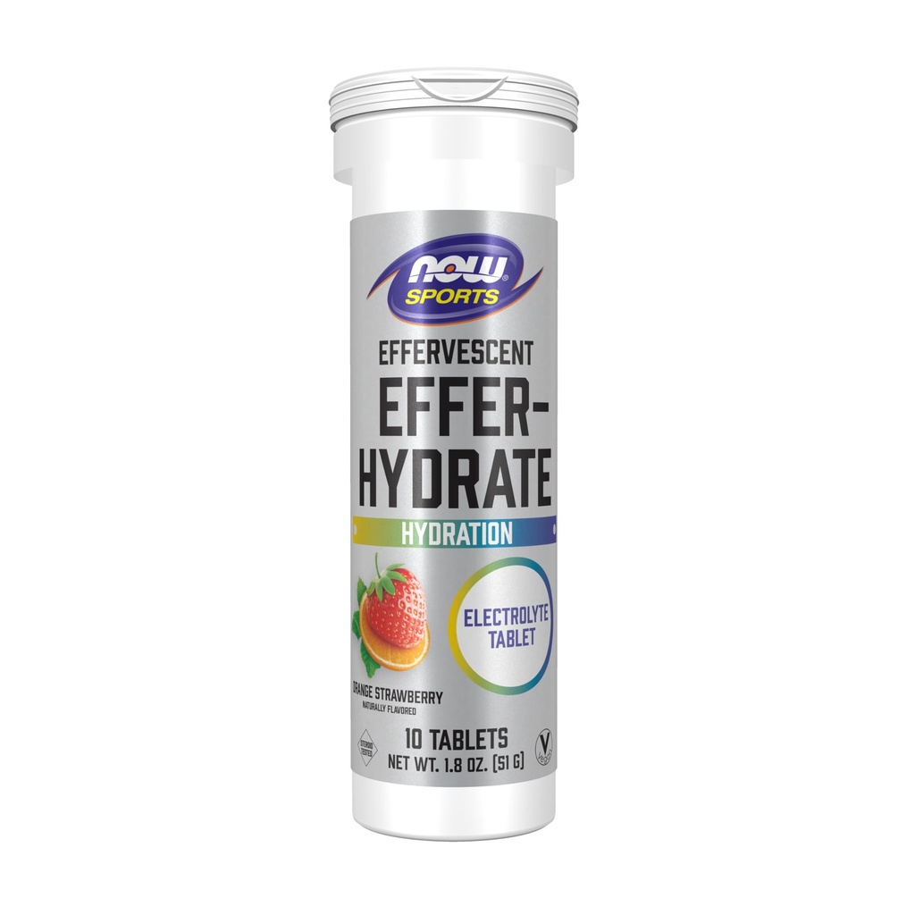 Nyní Foods Sports Nutrition, Effervescent Effer- Hydrate, Electrolyte dodatek, Recovery *, Orange Strawberry, 10 tablet