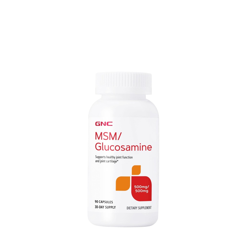 GNC MSM Glucosamine 500mg dodatek, podporuje zdravé společné funkce, podporuje zdravé společné chrupavky, 30 Služeb
