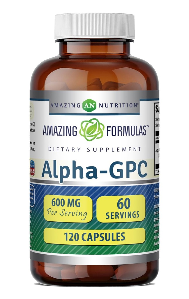 Úžasné Alpha GPC dodatek 124; 600 Mg per Serving 124; 120 Kapsle 124; Non- GMO 124; Gluten zdarma 124; Made in USA
