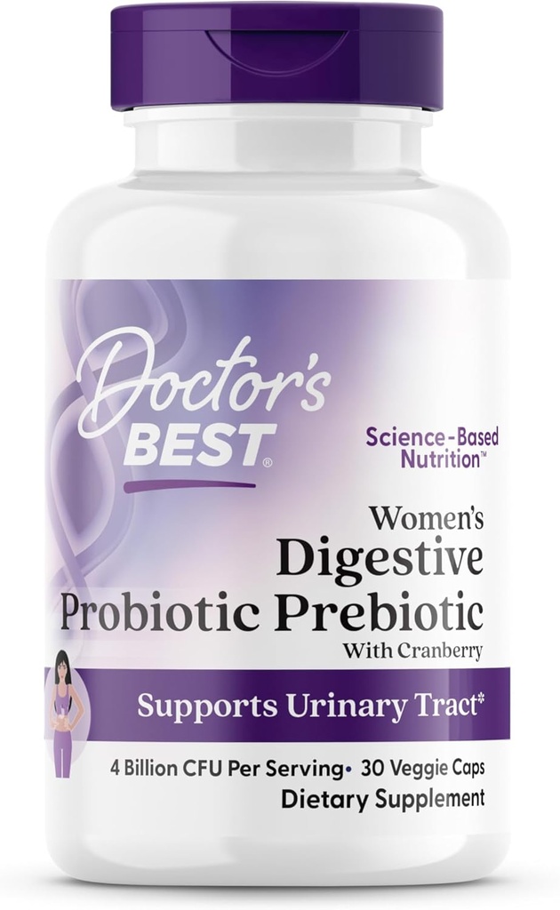 Lékařův nejlepší Womens Digestive Probiotic Prebiotic s Cranberry a PreforPro (4 miliardy CFU), podporuje močení Trakt, Non- GMO, Vegan 30 Veggie Caps