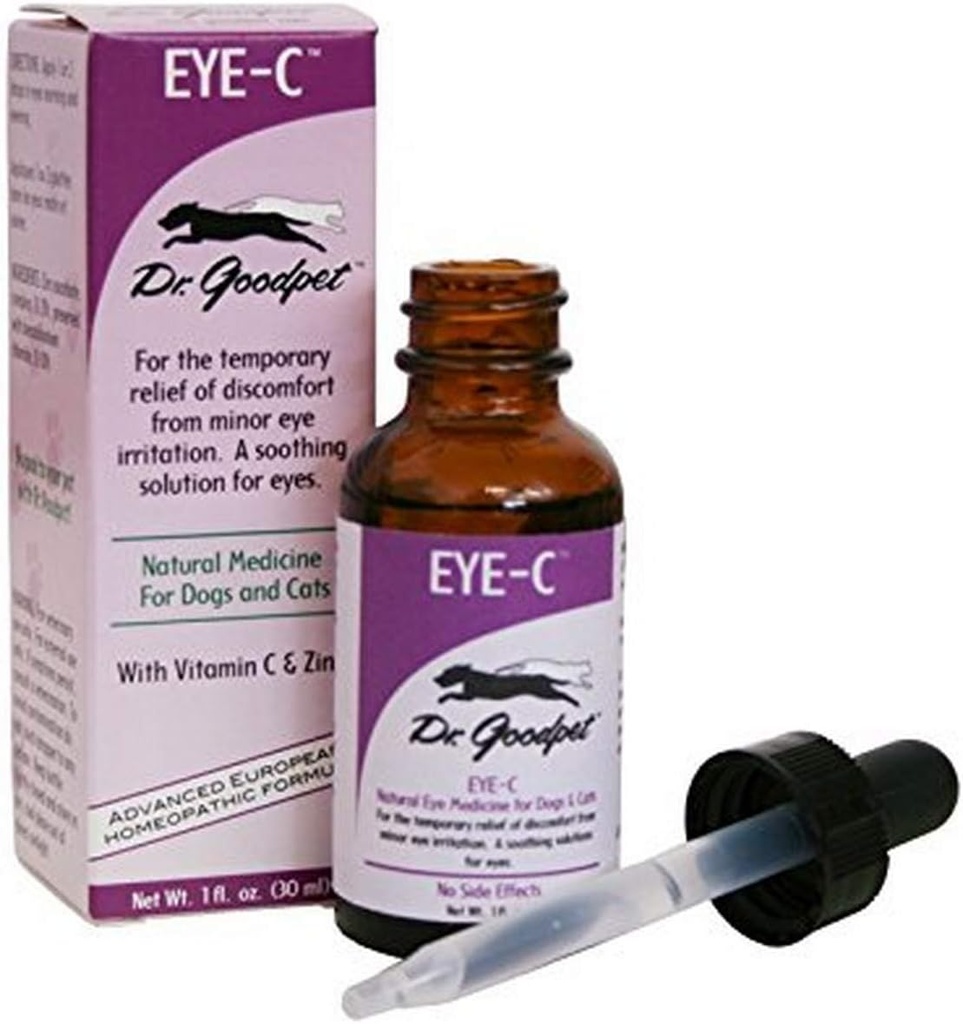 Dr. Goodpet Eye- C All- Natural Eye Drops for Dogs, Kočky, Koně, Malá zvířata 124; Lidská kvalita zinek & vitamín C 124; Superior to Eye Wash 124; Soothes, Moisturizes a pomáhá dráždit 124; Vyrobeno v USA