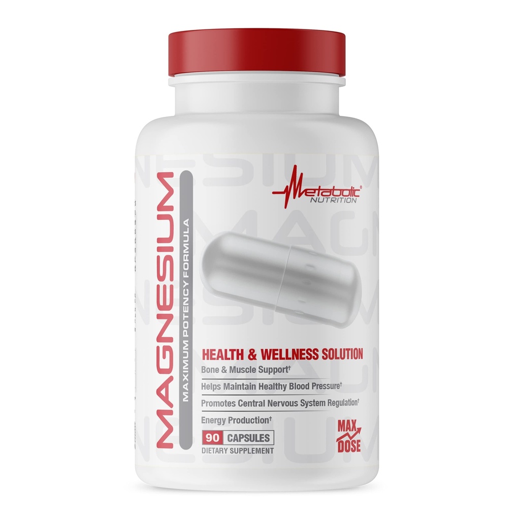 Metabolická nutriční hořčík, 650mg na servírování, Non- GMO, Vegan, gluten zdarma, 90 Kapsle