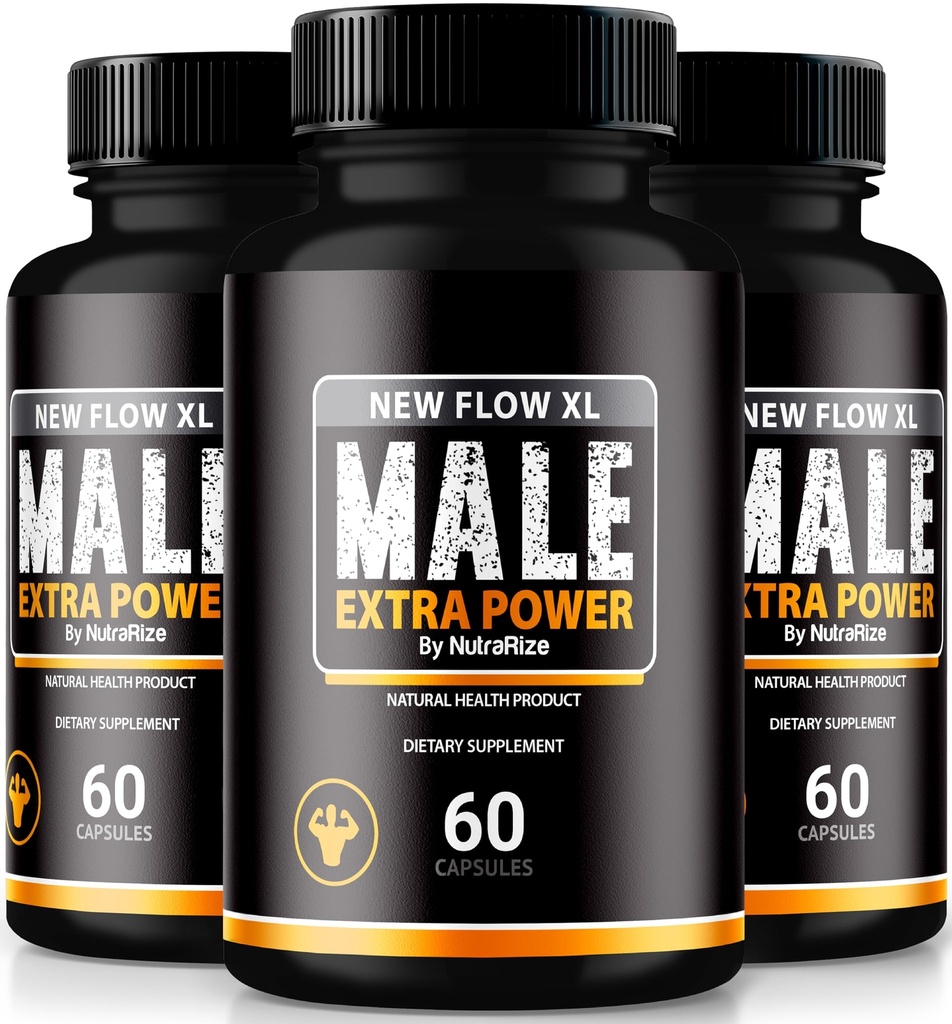 (3 Pack) New Flow XL Kapsle pro muže, NewFlow XL mužské pilulky, Všechny přírodní vzorec pro svalovou hmotu a maximální výkon, Oficiální NewFlowXL Recenze (180 Kapsle)