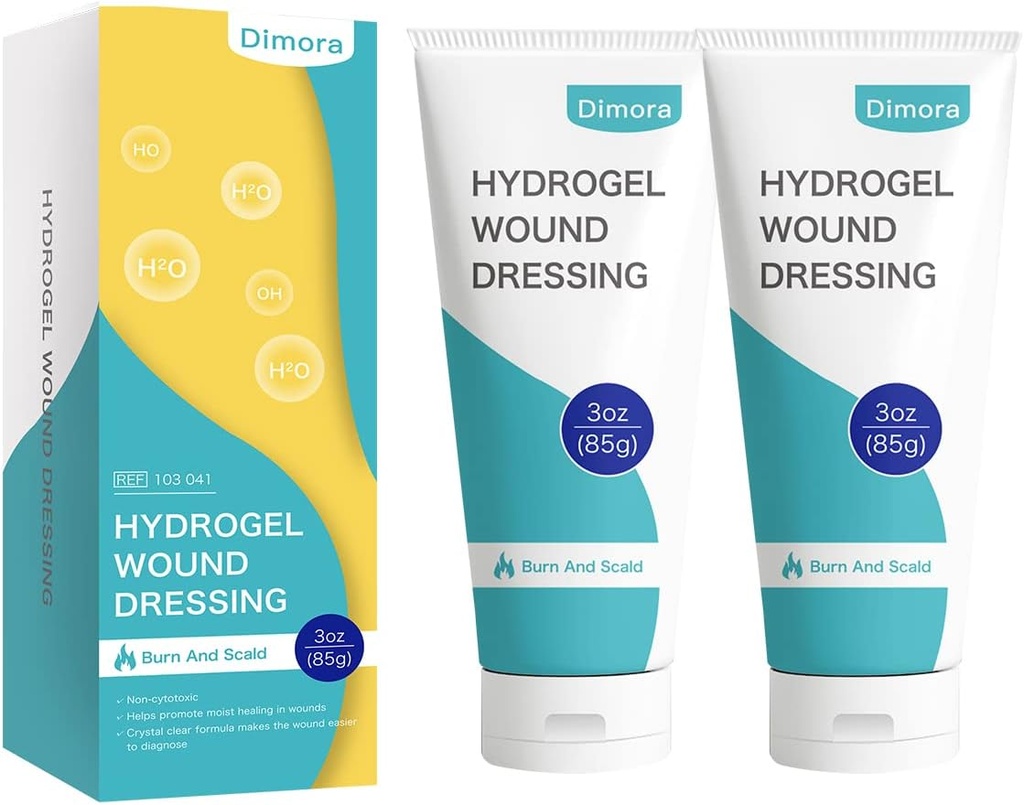 Dimora 2 Balení 6 oz Hydrogel První pomoc Mast, Burn Injory Soothing Gel, Kožní oprava krém pro nouzové popálení, Pooperační incidenty, Modřiny, Debridement Wound Care