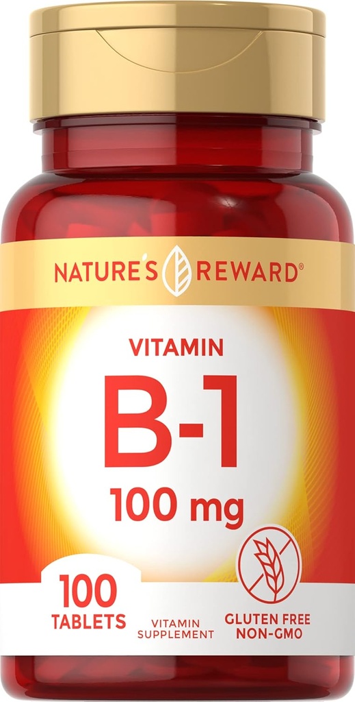Vitamin B1 100mg (Thiamin) - 100 Počet - Vegetariánské, Non- GMO & gluten Volný dodatek - podle odměny přírody