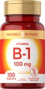 Vitamin B1 100mg (Thiamin) - 100 Počet - Vegetariánské, Non- GMO & gluten Volný dodatek - podle odměny přírody