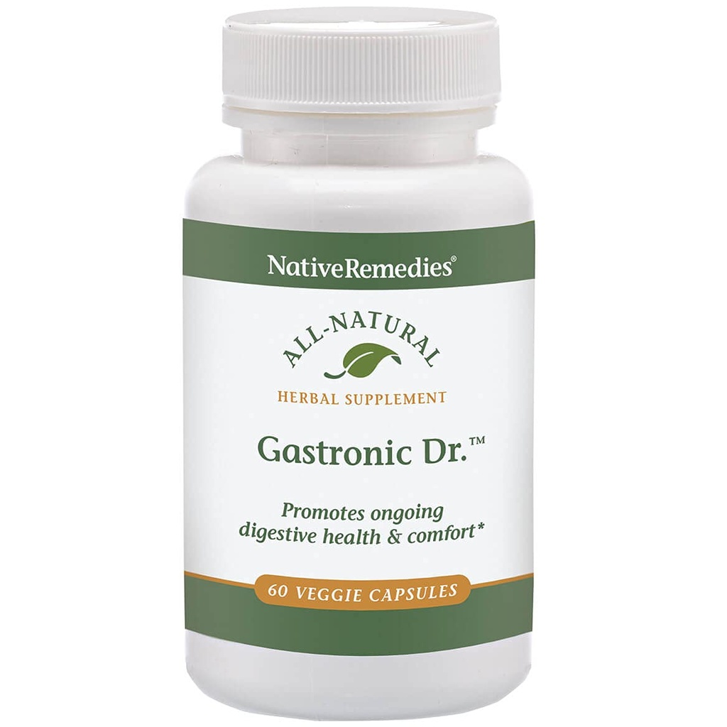 Native Remedies Gastronic Dr. - Všechny přírodní bylinné doplňky pro zdravé trávení a pohodlí po jídle - Podporuje zdravé žaludeční sliznice a vyrovnané hladiny žaludeční kyseliny - 60 Veggie Caps
