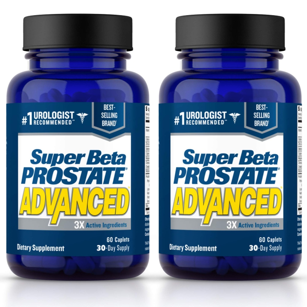 SUPER BETA PROSTÁT Advanced - Podpora spánku, podpora bělidlo vyprazdňování. Prostate Support Dodatek pro mužské zdraví s Beta Sitosterol, ne Saw Palmetto. (120 kapslí, 2- balení)