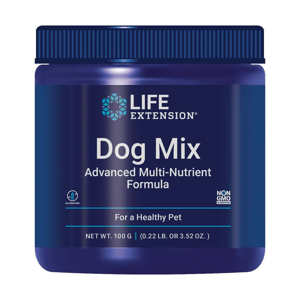 Life Extension Dog Mix, Dog Vitamíny a doplňky, probiotika, L- karnitin, B12, kyselina listová, Vitamin C, Vitamin E, Rosemary, Nutrient Absorpce, Gluten- Free, Non- GMO, 60 Služeb