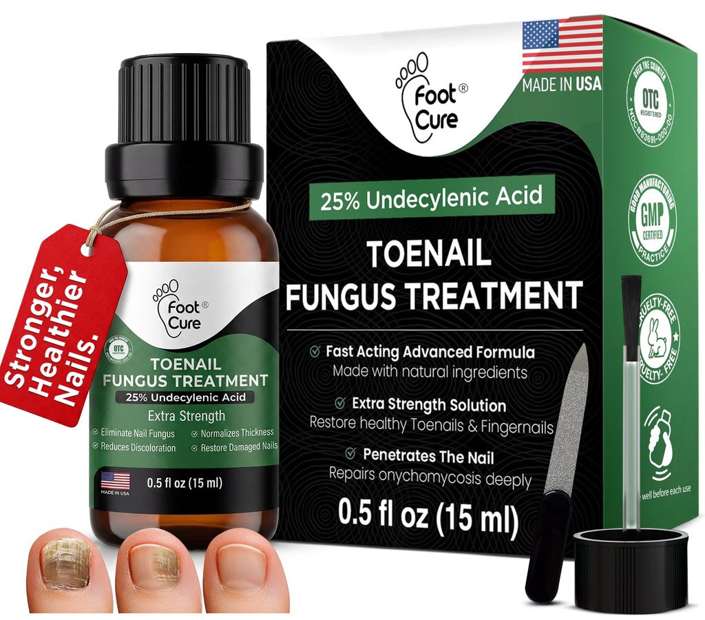 FOOT CURE Toenail Fungus Léčba nehtů, Opravy nehtů, Softener nehtů, Žlutá nehtová léčba, Zarostlé nehty a nohy Fungus Léčba Extra síla (Balení 1)