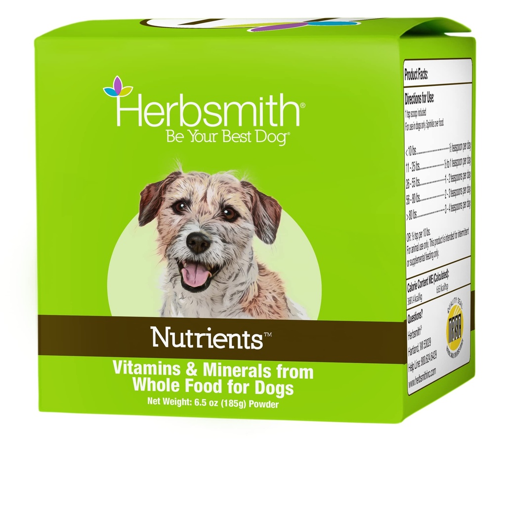 Herbsmith Nutrients Superfood Dog Multivitamin Featuring Vitamíny & Minerály z Whole Foods Boost Kibble nebo DIY Raw s antioxidanty pro štěňátka do seniorů - 6.5 oz