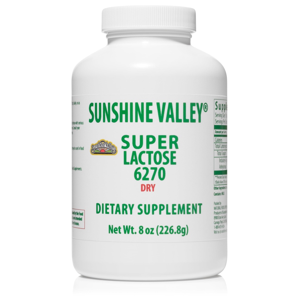 Sunshine Valley ® Super Laktóza Suchý prášek (ZDARMA FLOW POUR) - Přírodní Sweettener & Baking Enhancer, Práškový cukr pro vaření a potravinářské směsi, stabilizátor potravin & Filler - 8 oz