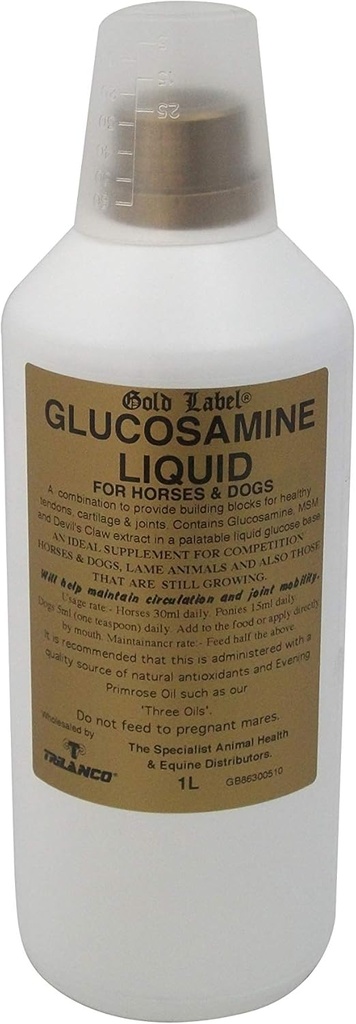 Gold Label Glucosamine Liquid, Koňský dodatek, Zdravé klouby a mobilita, 1 Litre