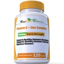 Vysoká dávka Extra síla 1200mg Vitamin C + Zinkový komplex pro imunitní podporu zdraví 120 kapsle 2 Měsíční dodávky Veggie kapsle Non- GMO gluten zdarma Vegan