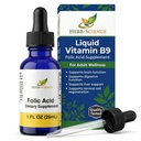 Tekutý vitamin B9 Folic Acid doplňky - VIT B Kapky pro mozek a trávicí funkce, Podpora jater - gluten- Free, Non- GMO, Vegan - Nutriční dodatek pro dospělé - 1 fl. oz.