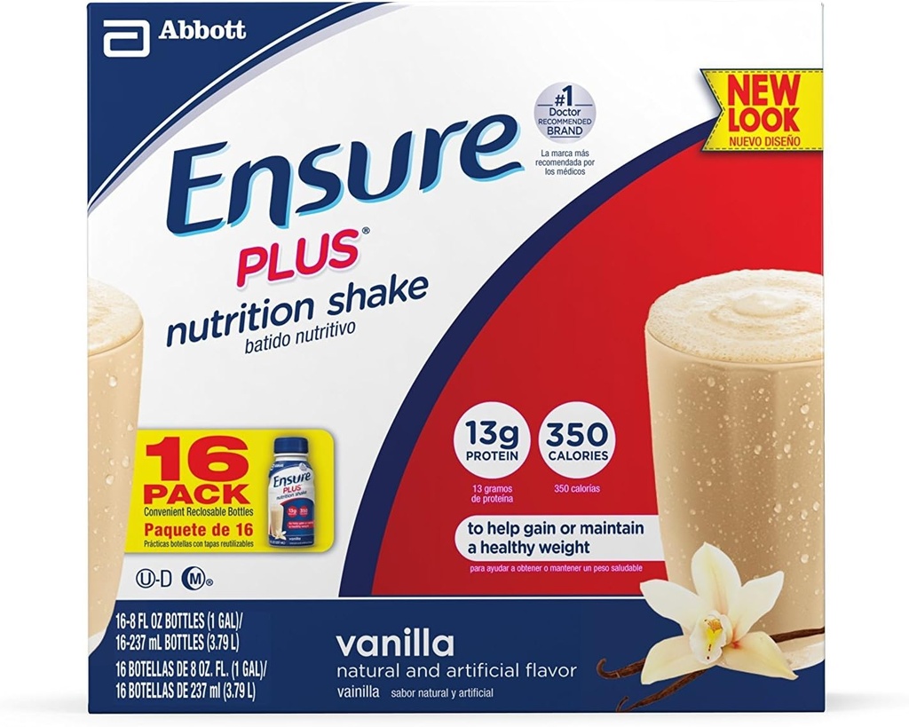 Zajistit Plus Nutrition Shake, Vanilla, 8 unce, 16 počet