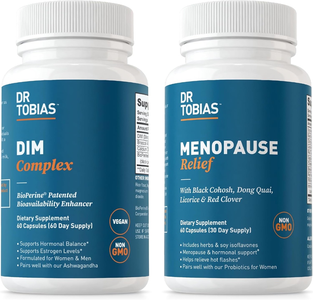 Dr. Tobias Menopauza Relief and DIM Complex - Podpora hormonální rovnováhy a menopauzálního komfortu, non-GMO