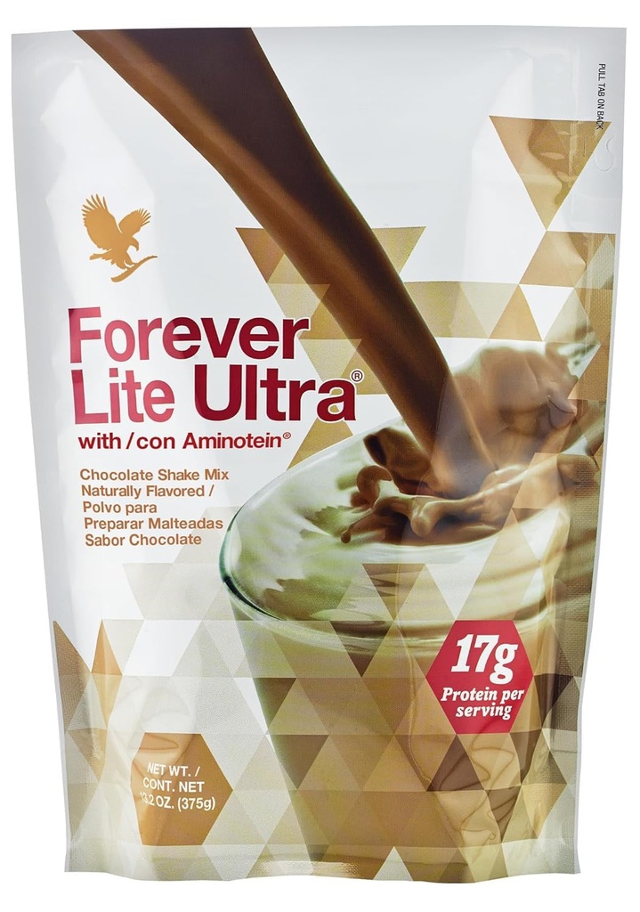 Navždy žijící - Lite Ultra Chocolate Protein Shake Mix s aminoteinem, Low Carb Drink for Lean Muscle Mass, 13.2 oz