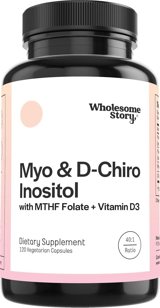 M- y- o in- os- itol & D- Chiro Inositol Kapsle s MTHF, Folát, Vitamin D CARL 124; Podpora ovariální funkce, Hormonální bilance, & Homocysteinové hladiny CARL 124; Plodnost doplňky pro ženy CARL 124; 40: 1 poměr