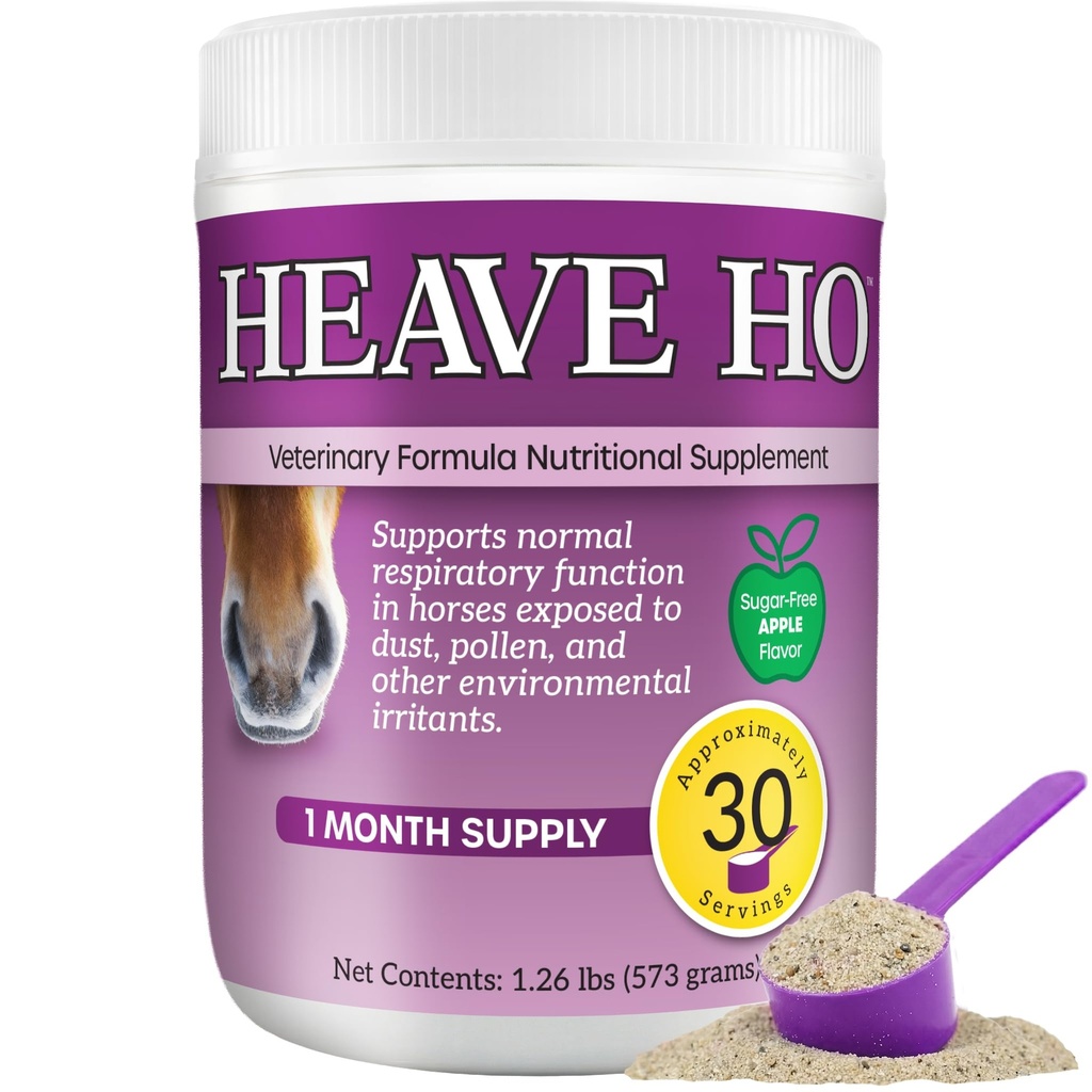 Heave Ho Kůň Nutriční dodatek pro dýchací alergie, CHOPN, Kašel 30 Servings Sugar- Free Apple