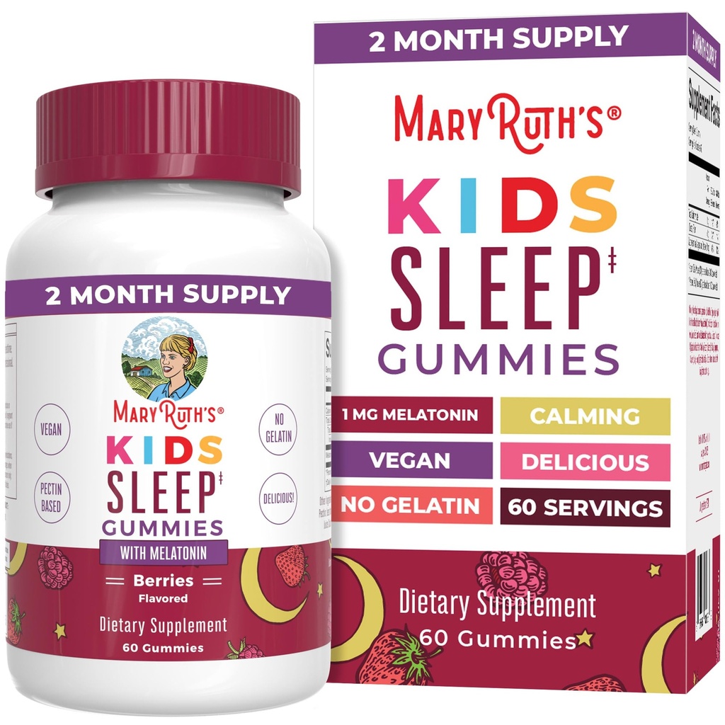 MaryRuth Organics Melatonin Gummie pro děti 124; 2 Měsíční zásoba 124; Spánek Gummy pro děti ve věku 4 + 124; Melatonin 1 mg 1 mg I124; Relaxation & Sleep Support 124; Vegan Gluten Free Gluten 124; 60 Počet