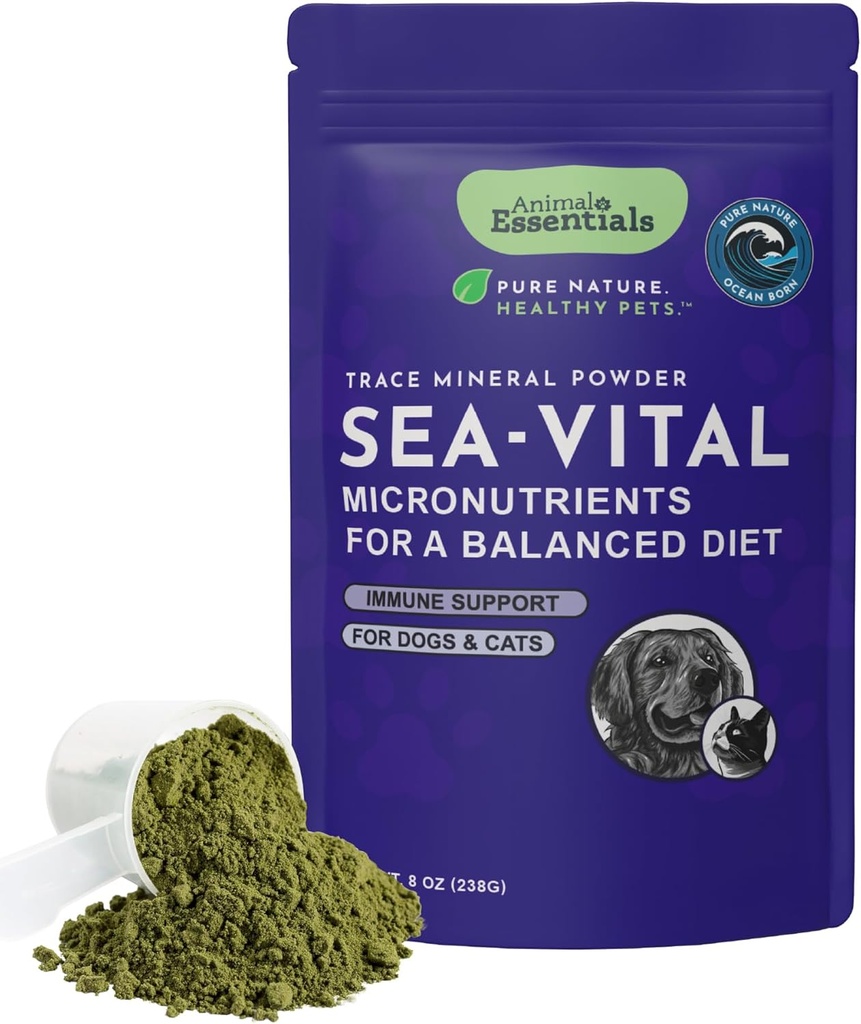 Zvířecí Essentials Ocean Kelp pro psy a kočky - Podpora štítné žlázy, doplněk štítné žlázy, Sea Kelp prášek, stopové minerály, veterinář doporučeno - 8 Oz