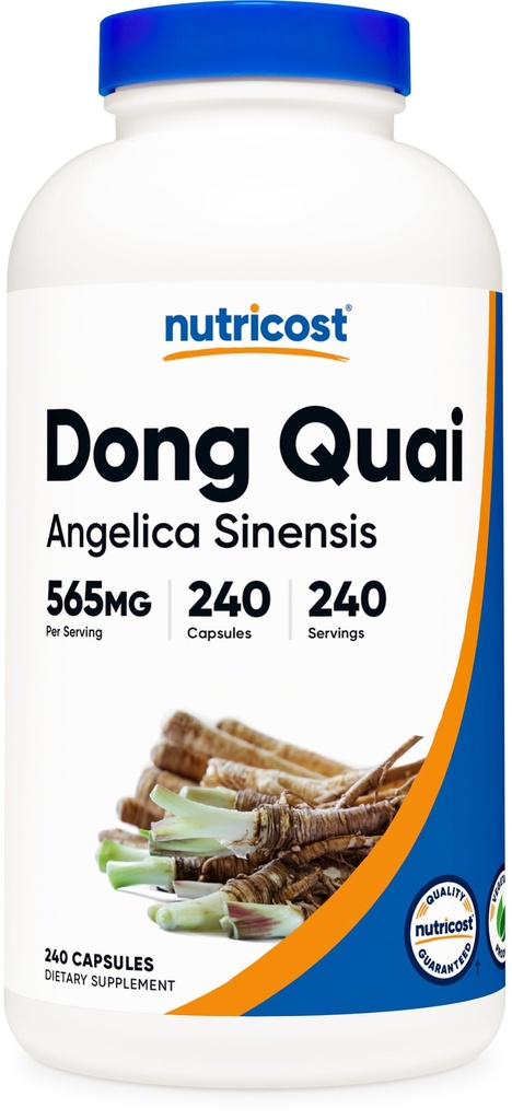 Nutricost Dong Quai 565mg, 240 tobolek (Angelica Sinensis) - Vegetariánská kapusta, Non- GMO, gluten zdarma