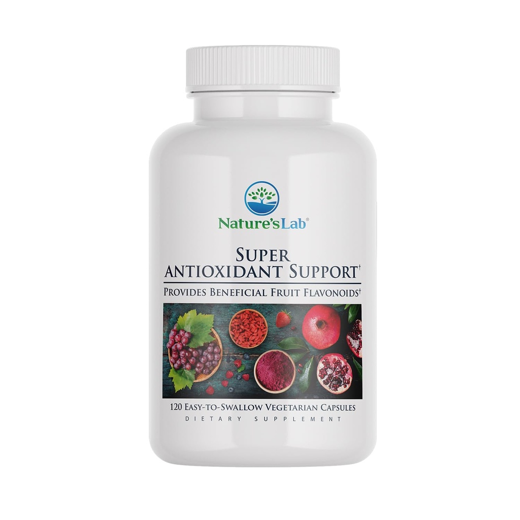 Nature 's Lab Super Antioxidant Support - Resveratrol, Acai, Goji Berry, Noni Fruit, Granátová jablka - 120 Kapsle (60 denní dodávka)