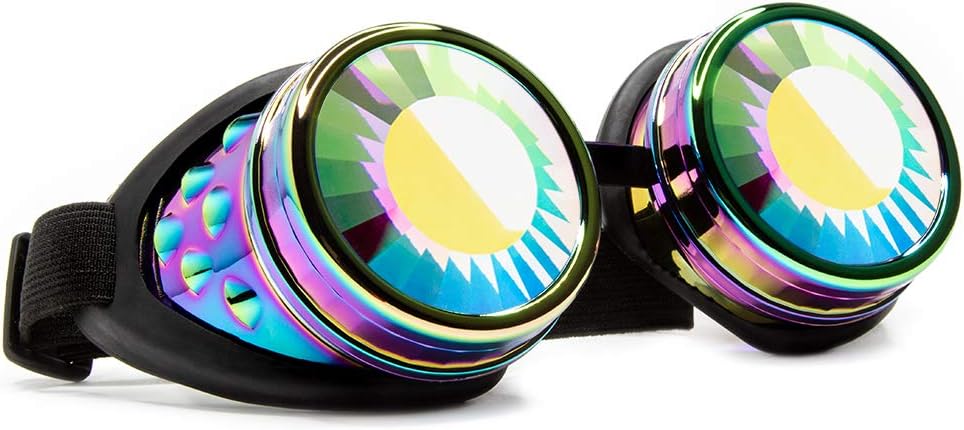 Polychromní červí díra Kaleidoscope Goggles - Festival Rave Cosplay Prism EDM 3D Svařování Gotické brýle