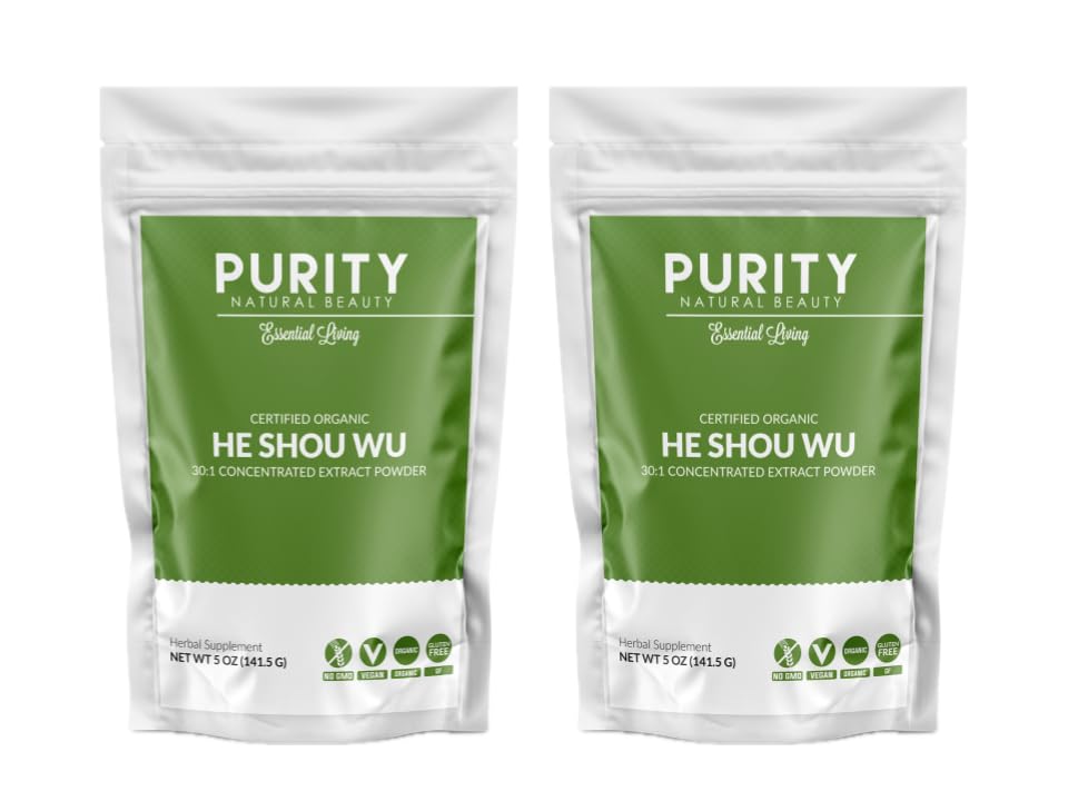 Certified Organic He Shou Wu - Large 5oz Bag of 30: 1 Concentrated-Fo-ti - Organic Fotoci Extract- Fo ti He Shou Wu Organic (Pack of 2-10 Ounces)