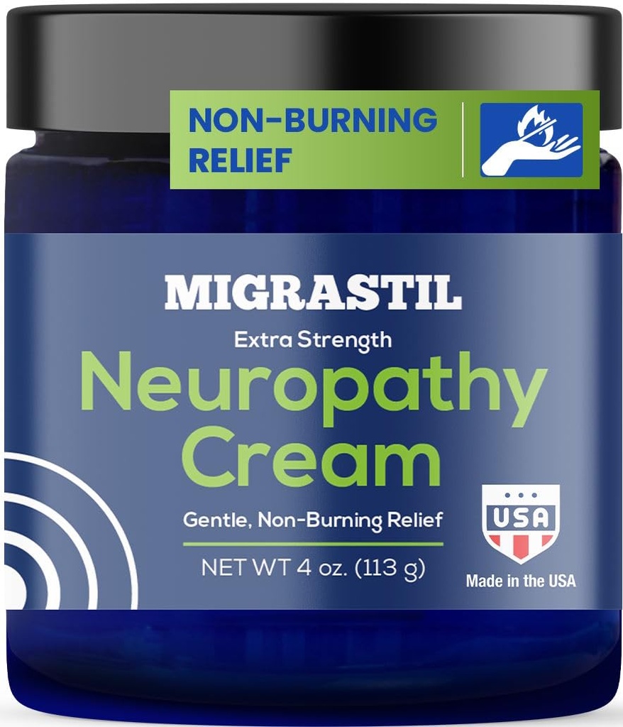 Základní Vigor Migrastil Neuropatie Relief Cream Extra Síla pro nohy, nohy a ruce. Vyrobeno v USA. Vegan a Cruelty-Free, Non- Greasy, Gentle, Non- Burning with Cooling Effect (4 oz.)