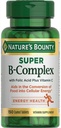 Nature 's Bounty Super B- komplex s kyselinou listovou plus vitamín C, 300 tablet (2 x 150 počítaných lahví)