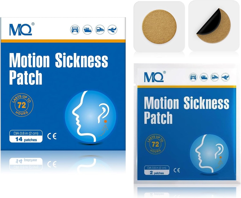 MQ 84ct Motion Nemoci Záplaty Non Drowsy, Moře Nemoci Záplavy pro Cruise Cestování Essentials, Vodotěsné Záplavy za uchem pro auto Vzdušný Nemoci, Dlouhé Poslední 72H