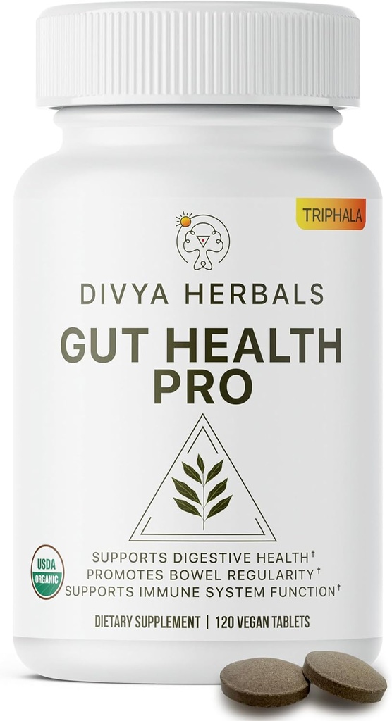 Gut Health Pro - Bloat Relief, Detox & Digestive Supplement - 100% čistý organický triphal doplněk - pro ženy a muže - Neobalené Veganské tablety -120Ct