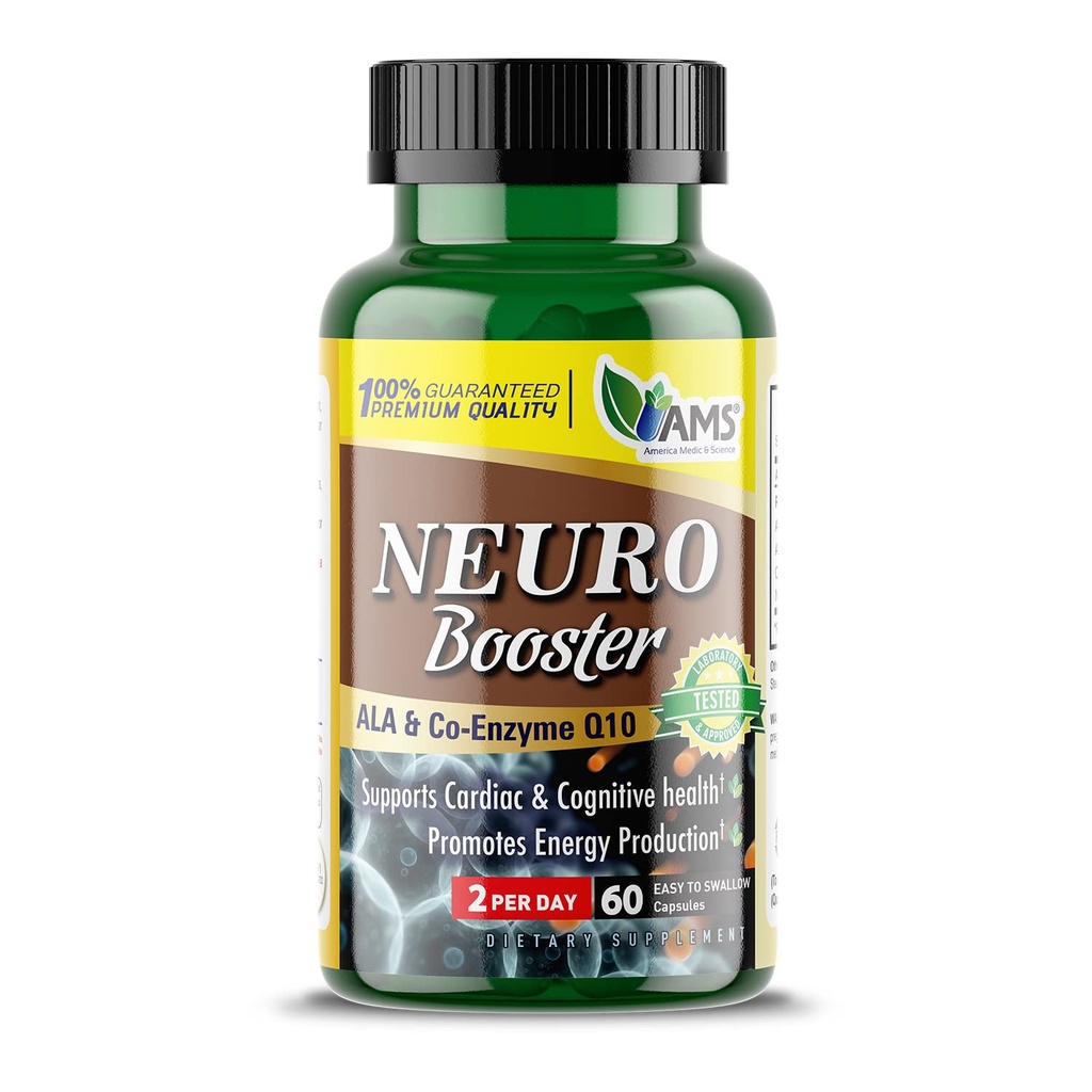 America Medic & Science Neuro Booster (60 kapslí) 124; Nutriční doplněk pro zdraví mozku 124; Vitaminové pilulky pro lepší paměť a kognitivní funkce 124; s koenzymem Q10, ALA, a acetyl L- karnitin
