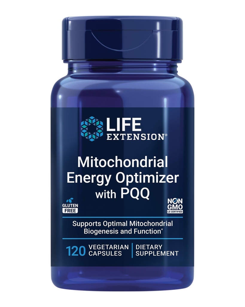 Life Extension Mitochondrial Energy Optimizer s PQQ - Energetický dodatek pro zdravou Mitochondrii - S Taurií, Vitamin B, Pyrrolochinolin Quinone - Gluten- Free, Non- GMO - 120 Vegetariánské kapsle