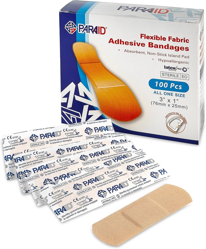 Flexibilní Fabric bandages - Flex Fabric Adhesive Bandages Finger- Tip Bandages Knuckles and Thumb Bandages for Finger Care and to Protect Wounds from Infection - (100 Count Box)