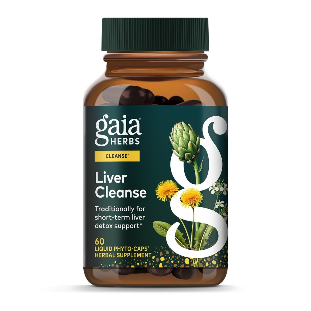 Gaia Herbs Játra Cleanse - Podpora zdraví jater Bylinný dodatek s mléčným Thistle, Burdock, Kurkuma, Pampeliška & More * - 60 Vegan Tekuté Phyto- Caps (30 Servings)