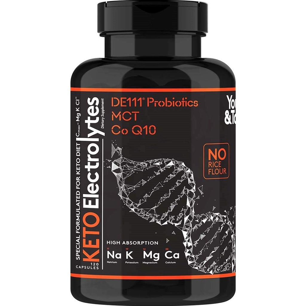 Keto Electrolyte Kapsle s MCT, hořčík, draslík & zinek - Probiotika, CoQ10 & Vitamin D3 pro Hydrataci, Energie, Podpora půst, Nízký karb & karneval Diety - 120 Neochucené pilulky