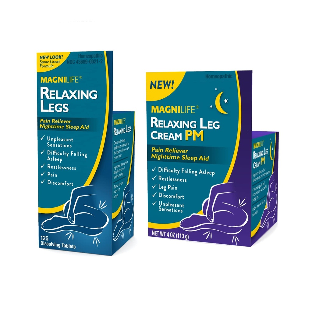 MagniLife Relaxing Nohy 125 Počet Rychlé Rozpuštění Tablety Relaxing Noha Cream PM 4oz Jar Restless Nohy
