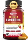 21- in-1 Berberine dodatek s Ceylon Skořice - Organic Berberine HCL Phytosome, 5X Vyšší absorpce pro metabolismus Podpora 120 Kapsle