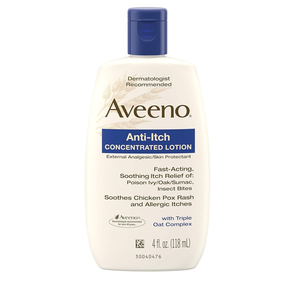 Aveeno Anti- Itch Koncentrovaný krém s Calamine a Triple Oat Complex, Skin Protectant for Fast- acting Itch Relief from Poison Ivy, Insect Bites, Chicken Pox, and Alergic Itches, 4 fl. oz