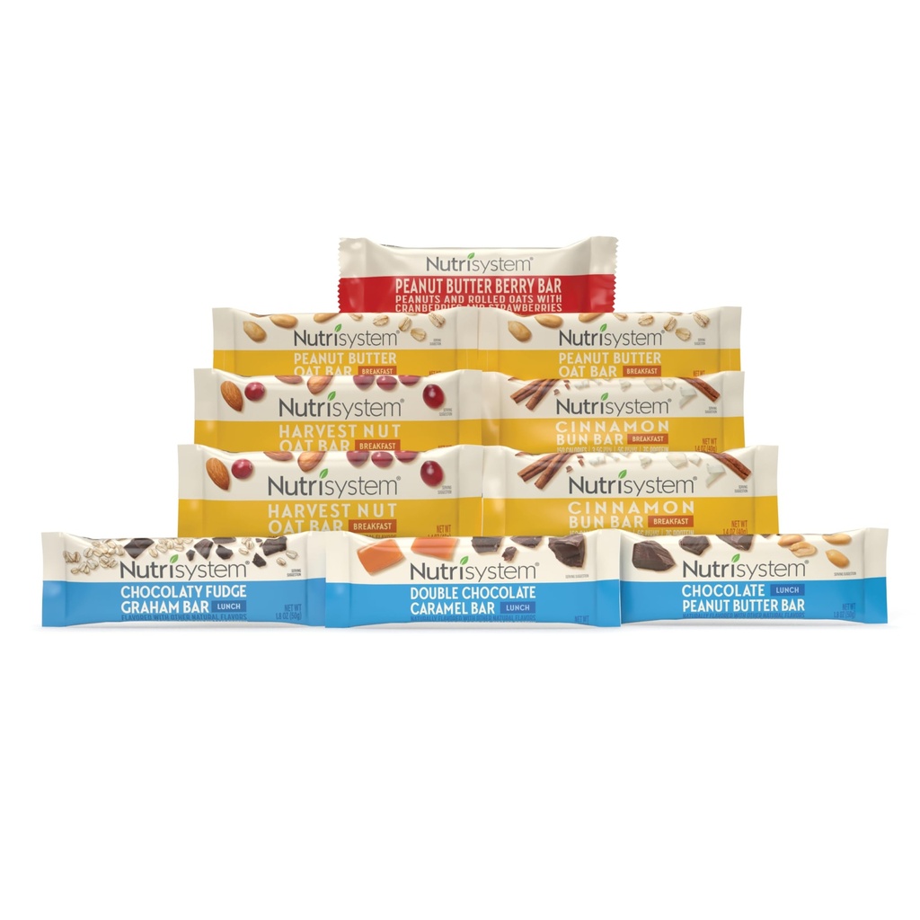 Nutrisystem ® Snídaně a oběd Bar Variety Pack, Pomáhá podporovat hubnutí - 10 Počet