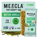 Mezcla Puff Crispy Protein Bars, Gluten Free & Vegan Protein Bars, 10g Protein, Alt for Crispy Rice Treat, Granola Bars & Breakfast Bary, Zdravé svačiny pro dospělé, Matcha Vanilla, 12 Pack