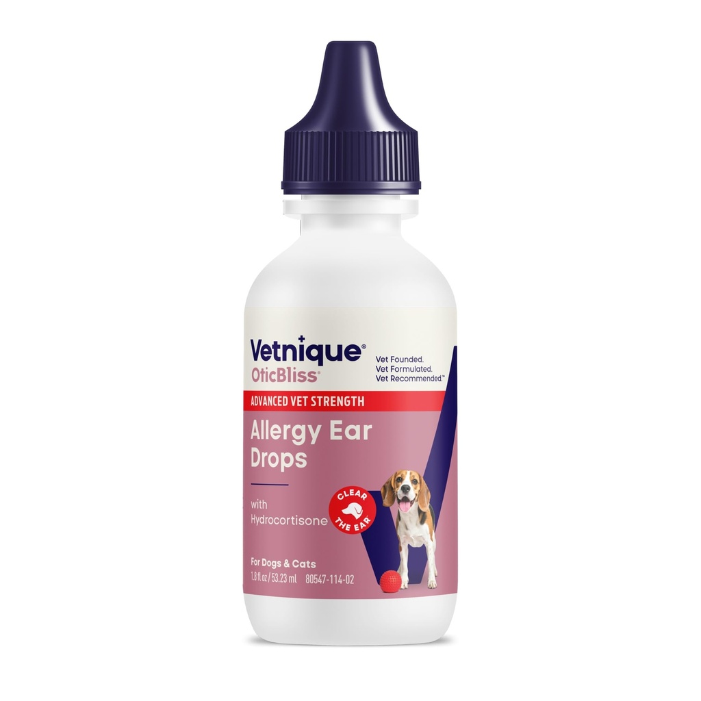 Vetnique Oticliss Medicated Cat & Dog Uar Cleaner Drops - Dog Ušní infekce Léčba s 1% hydrokortizon Soothe Svědění, červenost, & Otok - Vet Doporučeno