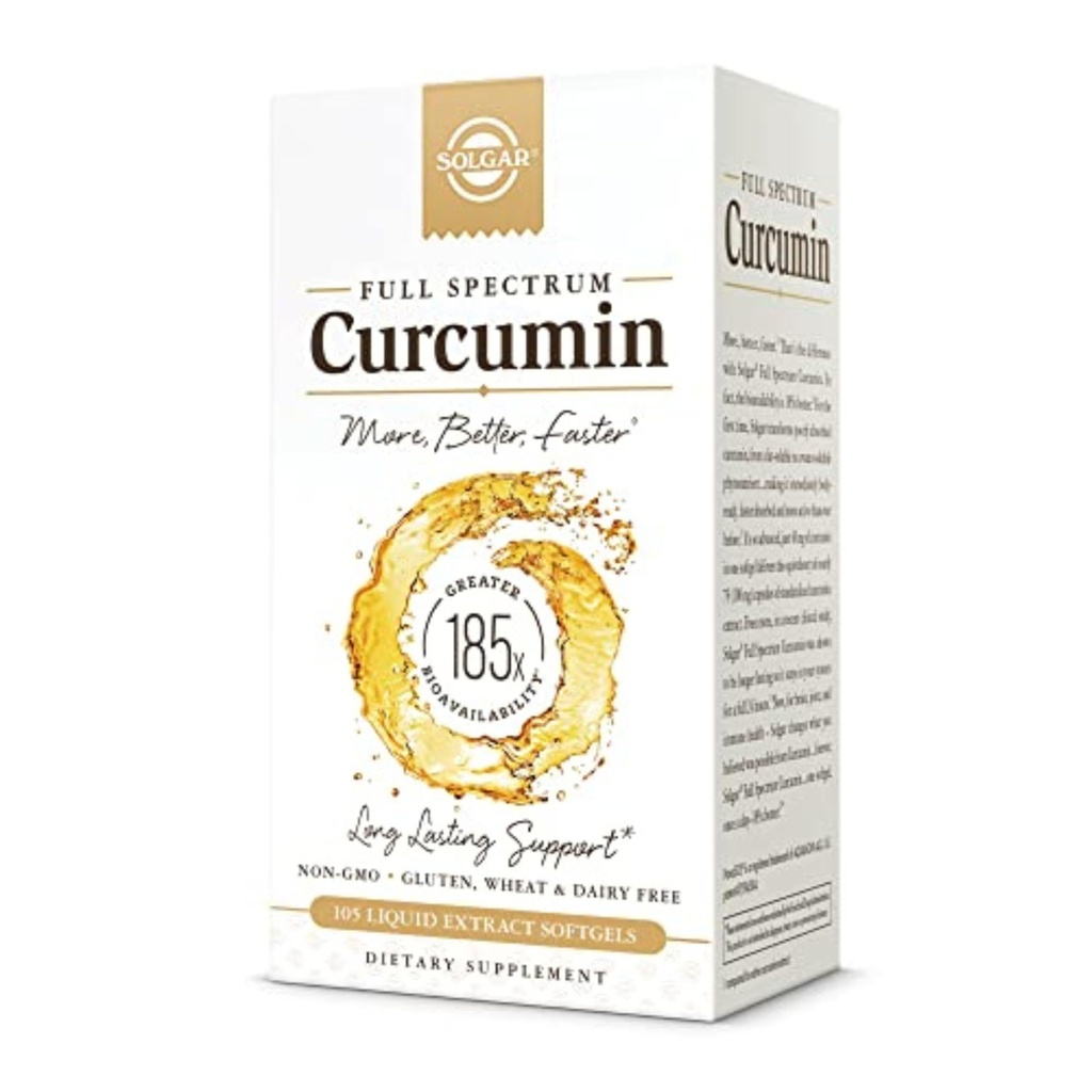 Solgar Full Spectrum Curcumin - 105 LiCaps - Superior Absorpce - Brain, Joint & Imunitary Health - Vegan, Gluten- Free, Non-GMO, Dairy Free - 105 Služeb