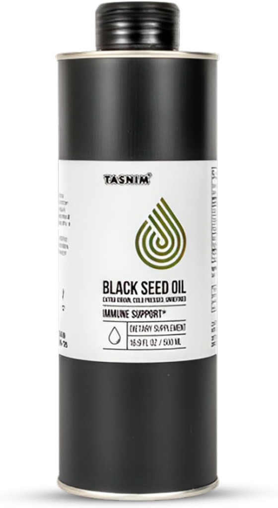 100% Etiopian Black Seed Oil 16.9 Fl Oz - Cold Pressed Black Seed Oil for Imunitation Support, High Potency 5.7% - 21% Thymoquinone Skin, Vlasy & Overll Health - Nerafinovaný Black Cumin Seed Oil - Gluten Free