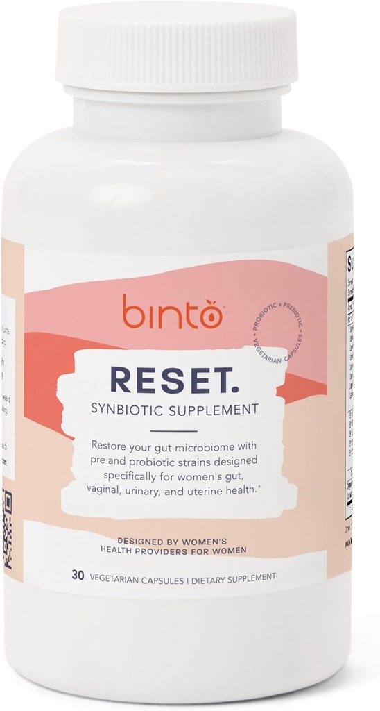 Binto Reset Synbiotic Advanced Pre a Probiotic dodatek pro ženy - podporuje trávicí zdraví, zvyšuje imunitu, a podporuje zdravou rovnováhu Gut Flora (30- Day Supply)
