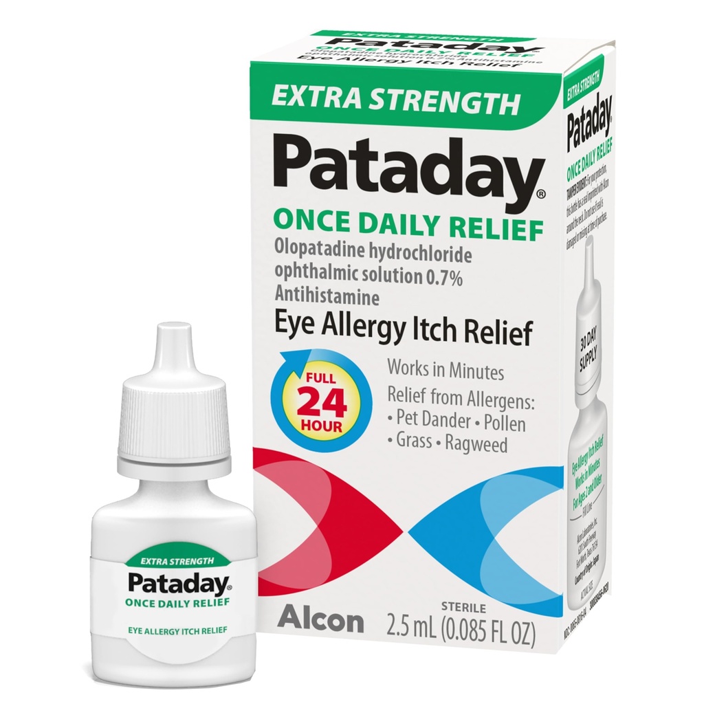 Pataday Once Daily Extra Strength Relief Allergy Eye Drops, 2.5 ml, Antihistamine Eye Drops with Olopatadine 0.7% for Relief from Eye Allergy Itching, Works Up to 24 Hours